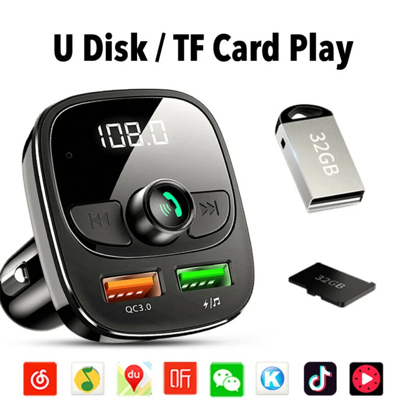 Bluetooth 5.0 Car FM Transmitter Handsfree Wireless MP3 Player Dual USB Charger - Image 2 of 4