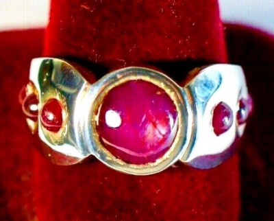925 St. Silver Ring, with 3.20 Ct 9 mm Round Star Ruby, Size U