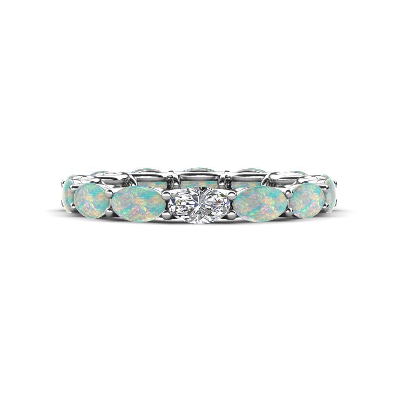Oval Lab Created Diamond and Opal Eternity Band 14K Gold JP:311816