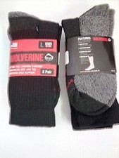 Wolverine Cotton Comfort Crew Sock, Large, Black, 4 pairs