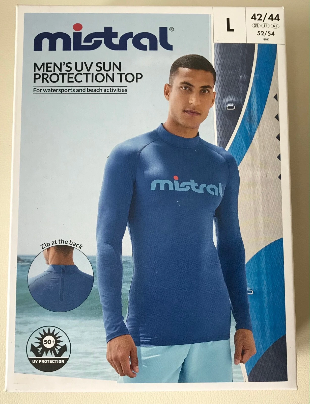 Mistral Men's 50+UV Sun Protection Top For Watersports & Beach Activities Size L