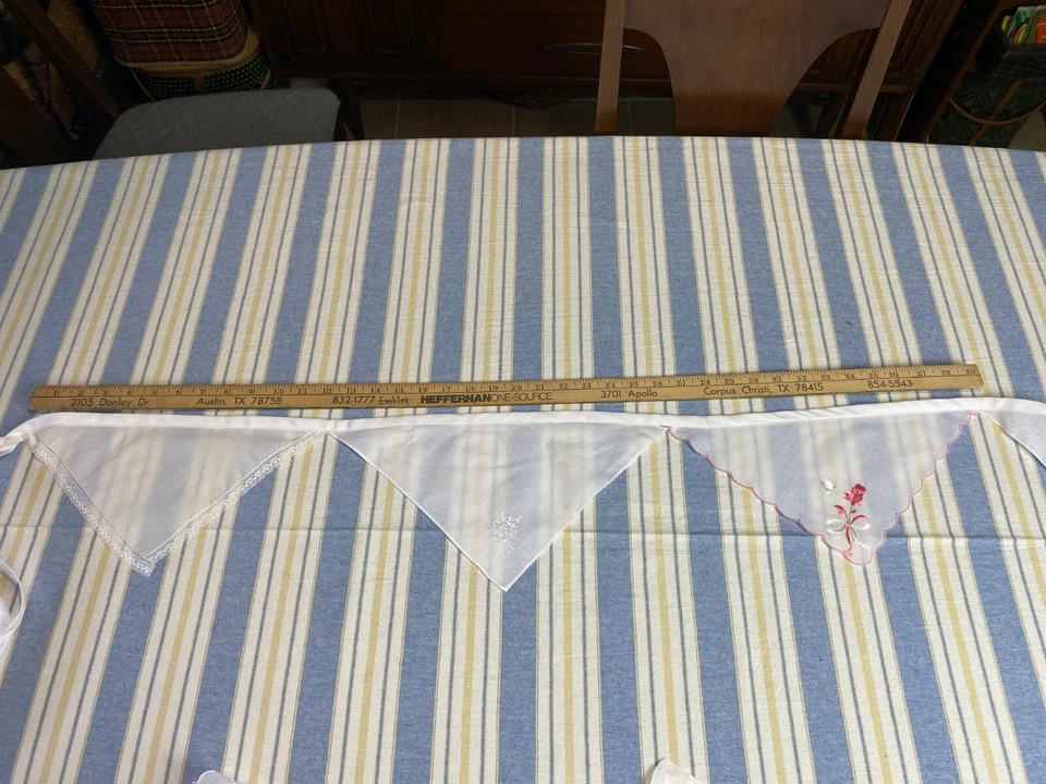 Pañuelo Vintage Bunting Guirnalda Pañuelo Banner Hecho a Mano Flores Blanco Rosa Foto 2 de 4