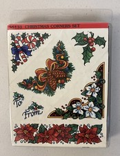 Christmas Corners Set of 7 Rubber Stamps Poinsettia Pinecones Stampendous NEW