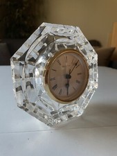 Waterford Crystal Desk Clock Vertical Cuts Octagonal Paperweight Quartz 2 3/4”