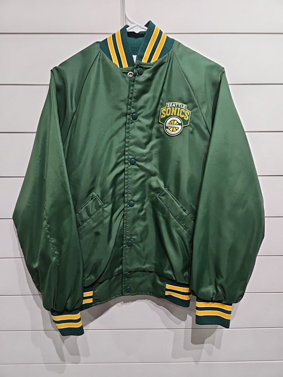 激レア 古着 80s USA製 スターター NBA スタジャン SONICS 緑 Vtg Seattle Supersonics NBA Basketball Varsity Team Jacket Mens
