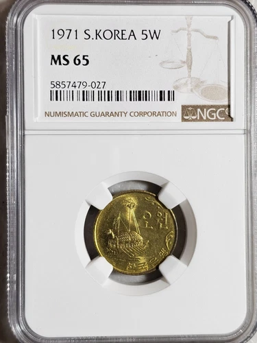 South Korea 5 Won 1971 NGC MS 65