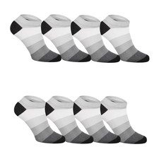 Mens Cotton Trainer Socks Gray Stripes Soft Set 8 pair Size 7-8 Manufacturer