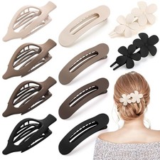 10 Pcs French Flat Hair Clips for Women - 3 Styles Non-slip Flat Claw Clips Matt