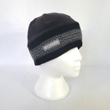 Columbia Fleece Beanie Hat Black Grey Chevron Knit Wool Blend Skull Cap OS