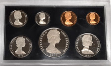 1972 New Zealand Proof Coin Set - Seven Gem Coins in Plastic Holder