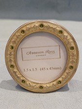 Addison Ross London Round Green Mother Of Pearl Rhinestones Minature Frame GC