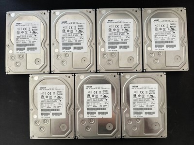 Lot of 7 HGST Ultrastar 7K4000 4TB SAS HUS724040ALS640 - 3363-3747 Hrs