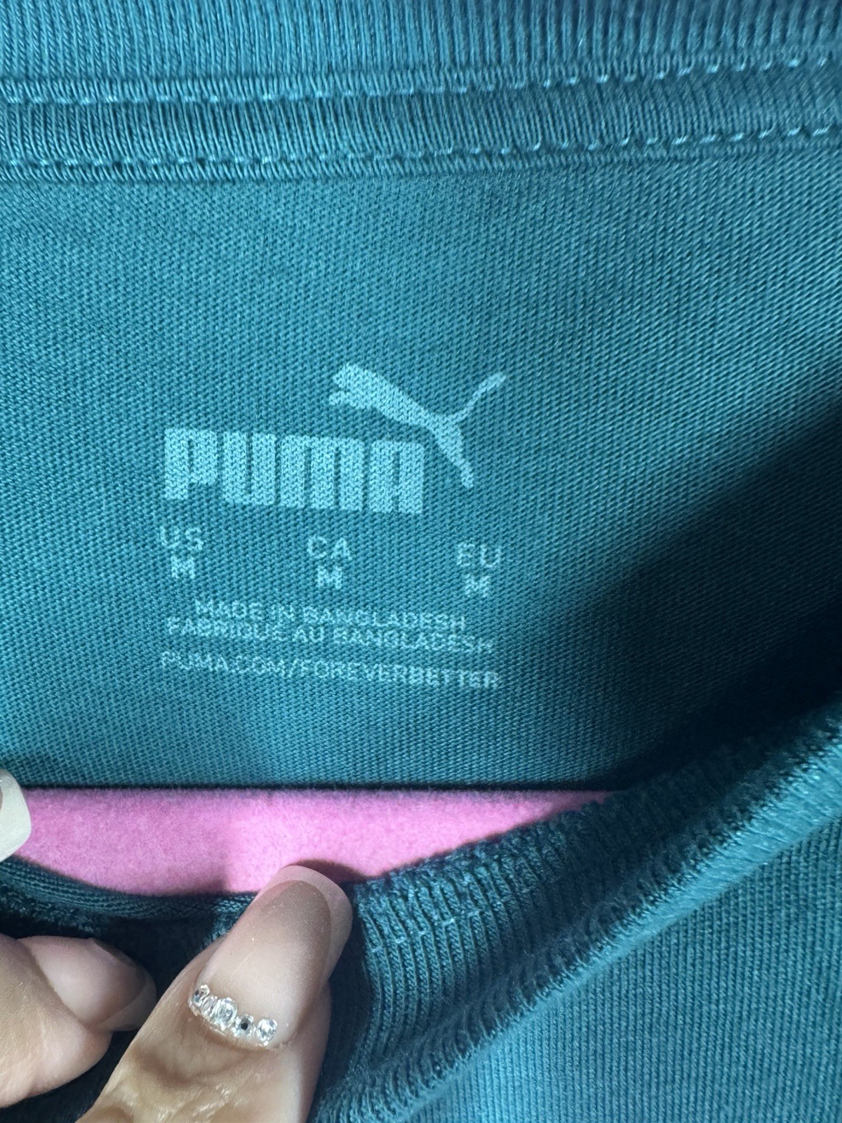 PUMA T-Shirt Mens Medium Teal Green Graphic Logo Short Sleeve Cotton Tee M thumbnail 3