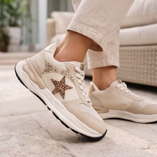 Vintage Havana Womens Sneakers 7 Blush Beige Sparkle Star Fashion Comfort Shoes