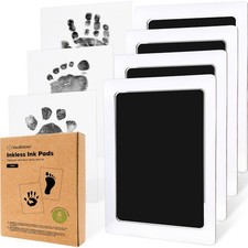 4-Pack Inkless Baby Hand and Footprint Kit - Mess Free Ink Pad for Newborn
