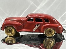 Vintage Lucky Car Occupied Japan Wind Up Metal Toy Car Red Color