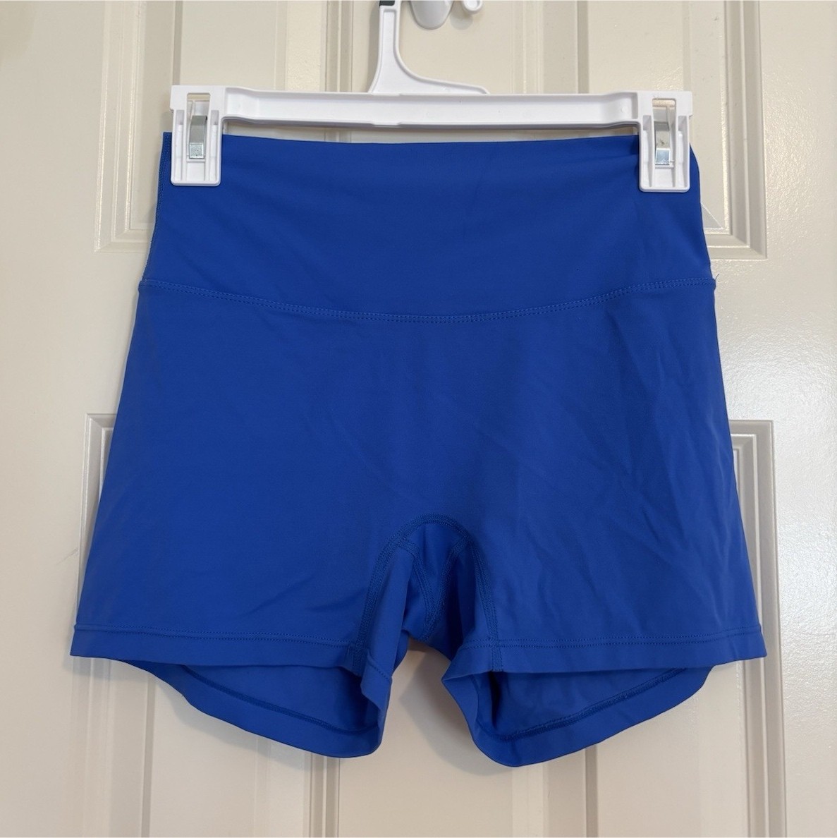 Lululemon DUPE/ LOOKALIKE Blue Biker Shorts Stretch Athletic Fit Knit Women's-image