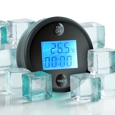 Ice Bath Thermometer and Timer - Waterproof Floating for Black