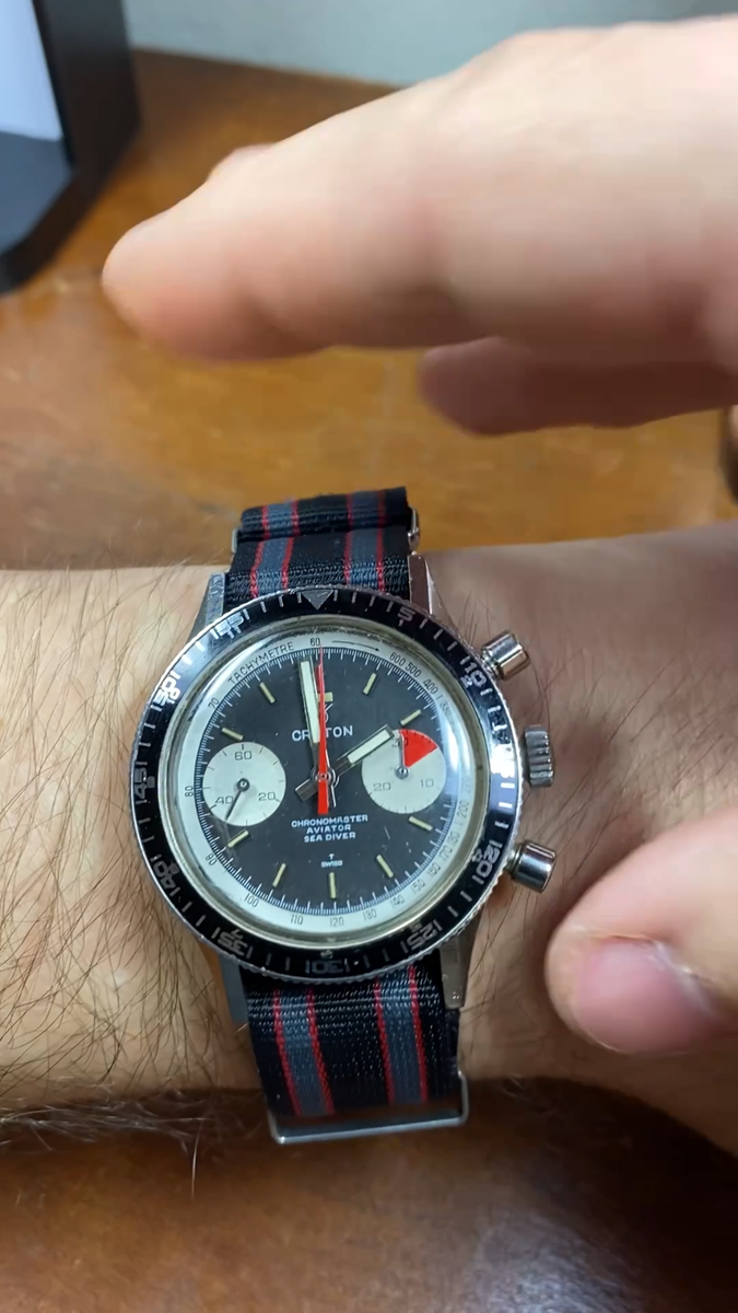 Croton Chronomaster Aviator Sea Diver Panda Vintage Chronograph
