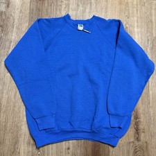 Vintage Fruit of the Loom Blank Blue Raglan Sweatshirt Crewneck USA Made XL