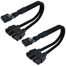 2 Pack Motherboard 9 Pin USB 2.0 to Dual 9 Pin Extension Splitter, Motherboar...