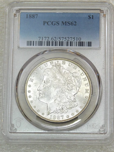 1887 Morgan Silver Dollar PCGS MS62 Frosty White Just Graded New Holder #H230E