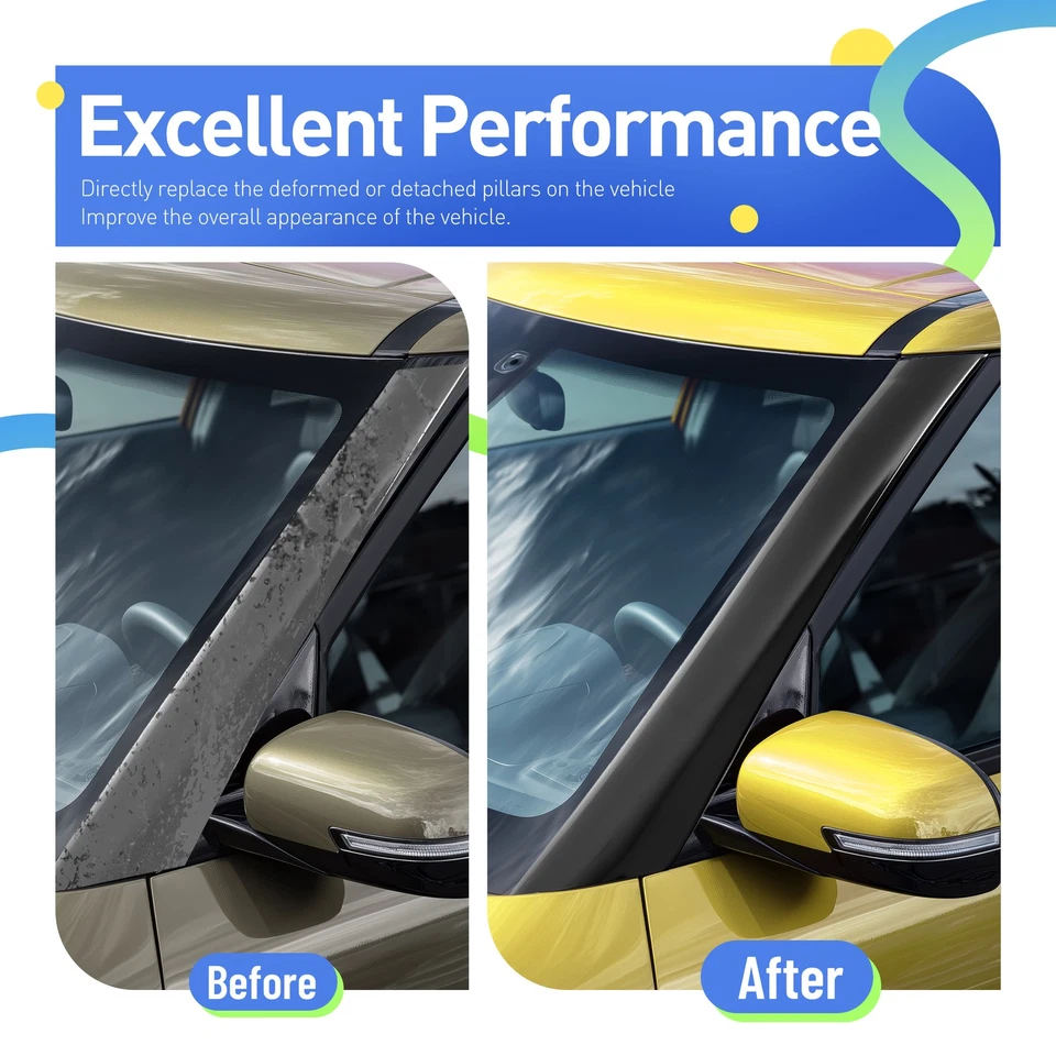 For Kia Soul 2014-2019 Windshield Pillar Trim Exterior Molding Garnish Set of 2 - Image 2 of 4