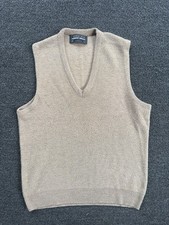 Vintage Robert Bruce Sweater Vest Size S Tan Knit V-Neck Made in USA