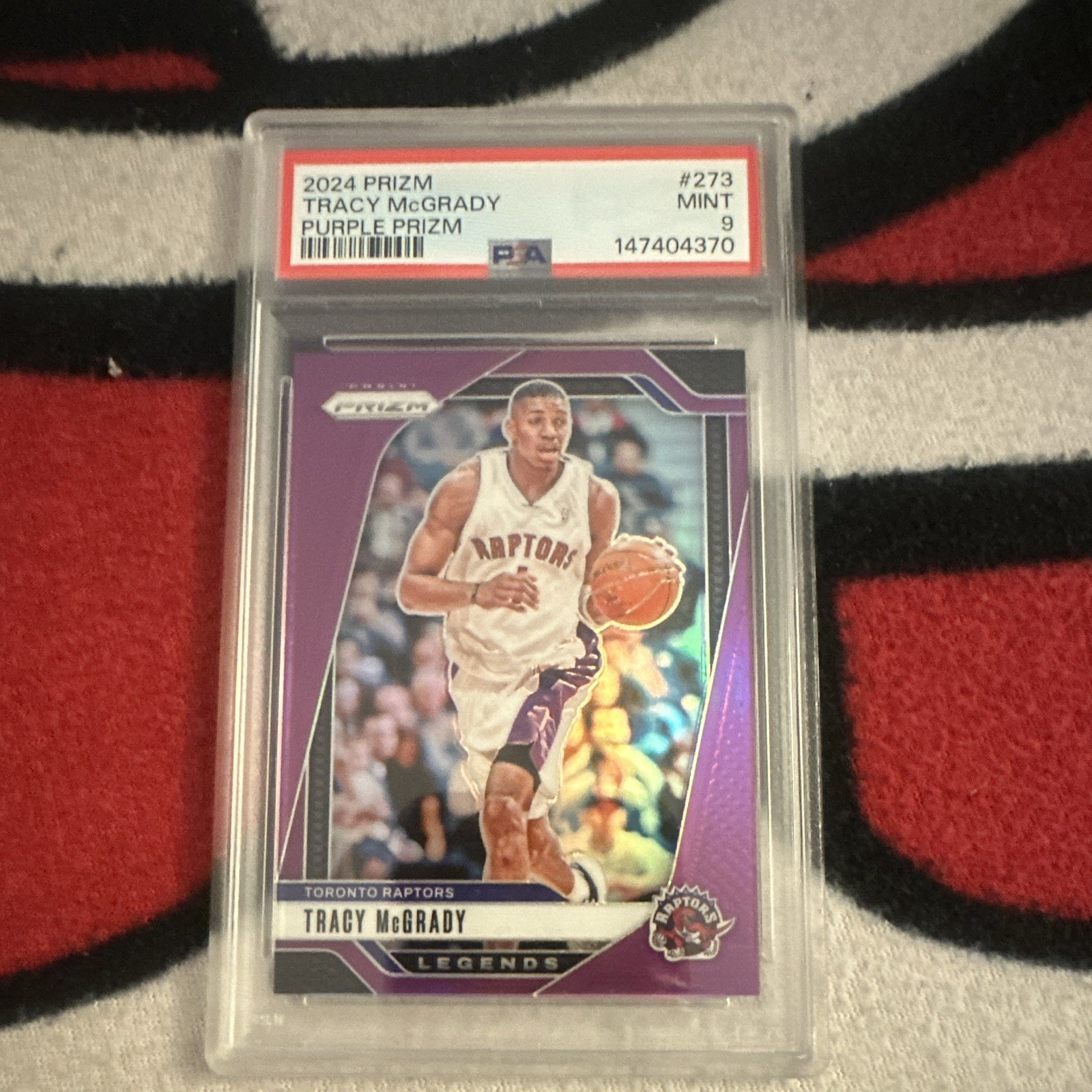 Panini Prizm 2024-25 Tracy McGrady Legends Purple Prizm #273 Raptors /99 PSA 9
