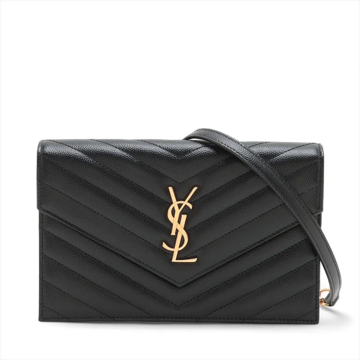 Portafoglio Saint Laurent Paris Cassandra in pelle con catena nero 742920