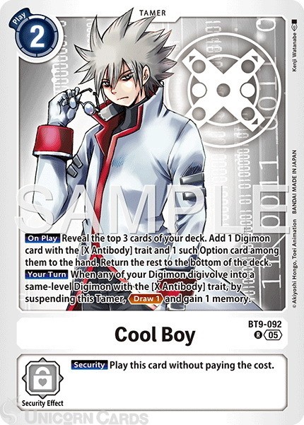 BT9-092 Cool Boy : Rare Foil : AD01: Advanced Booster Digimon Generation