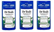 BL Dr Teals Deodorant Eucalyptus Aluminum-Free 2.65 oz X 3 Packs