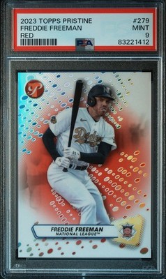 2023 Topps Pristine Freddie Freeman Red Refractor 5/5 PSA 9 Mint JERSEY MATCH