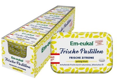 12x Em-eukal Tangy Lemon Fresh Pastilles Sugarfree 20g- Ships from Germany!