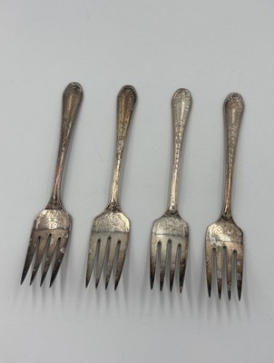 4 Hampton Court Community Plate 1926 Flatware Silverplate ONEIDA Salad Forks 6''