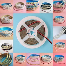12V 24V 5M LED Flexible Strip Light Tape 2835 3528 5050 5054 5630 7020 COB IP20