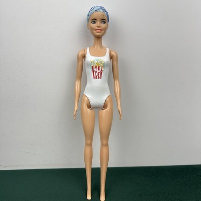 Barbie Fashionistas Doll GNF78 Short Blue Hair Popcorn Swimsuit Mattel 2019