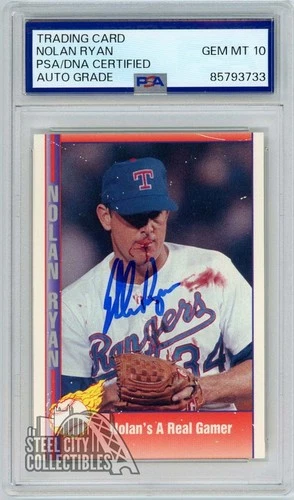 Nolan Ryan 1991 Pacific Real Gamer Autograph Card #92 PSA/DNA 10 Scratches