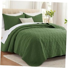 Queen Size Quilt Bedding Set with Pillow Full/Queen 90"x96" Olive Green