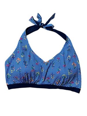 NWOT Lands End Botanical Gingham Reversible Halter Bikini Top size 26W