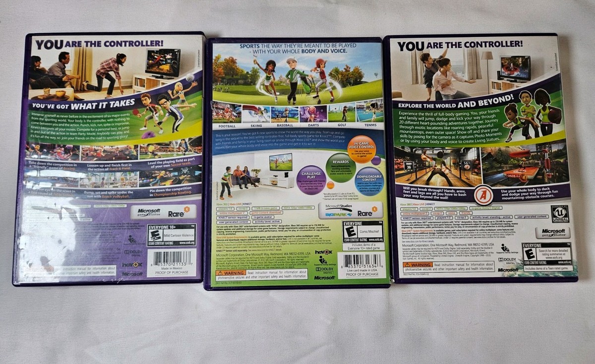 Xbox 360 Kinect Sports Bundle Lot of 3 Kinect Sports + Season Two