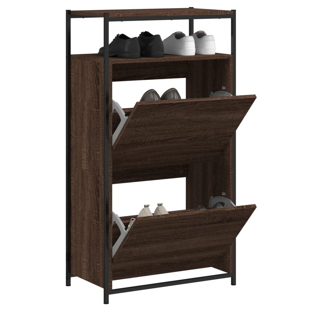 Scarpiera Rovere Marrone 60x34x112 cm Legno Multistrato Salvaspazio