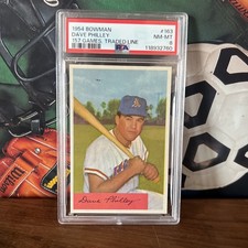 1954 Bowman #163 Dave Philley 157 Games, Traded Line PSA 8 New Case Mint Corners