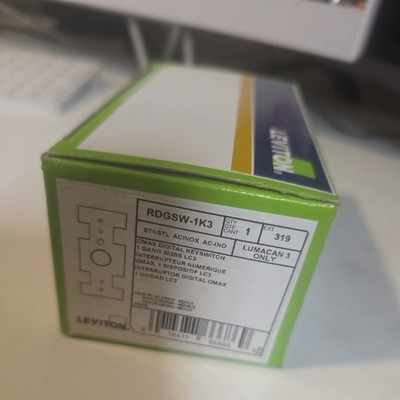 NEW Leviton RDGSW-1K3 DGTL GreenMax key Switch WITH  STAINLESS  PLATE
