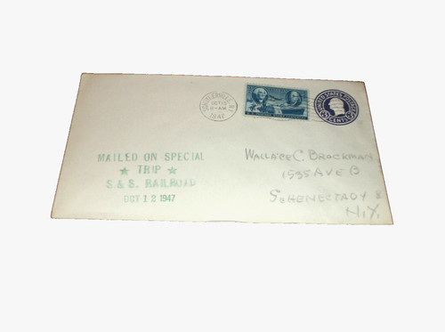 OCTOBER 1947 SARATOGA & SCHYLERVILLE FAN TRIP SOUVENIR ENVELOPE 