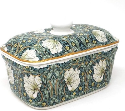 William Morris' Pimpernel Design - Fine China Butterdose mit Deckel