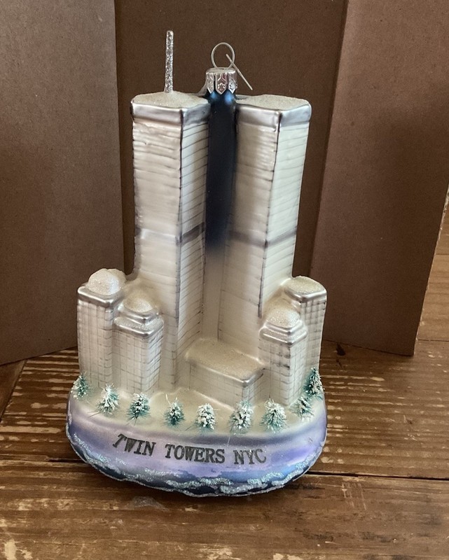 KSA Kurt Adler Glass Christmas Twin Towers Ornament