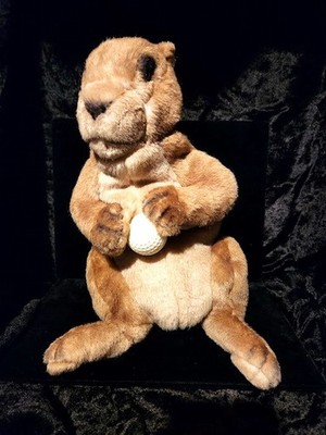 Caddy Shack Gopher Puppet & Golf Club Head Driver Cover holding ball