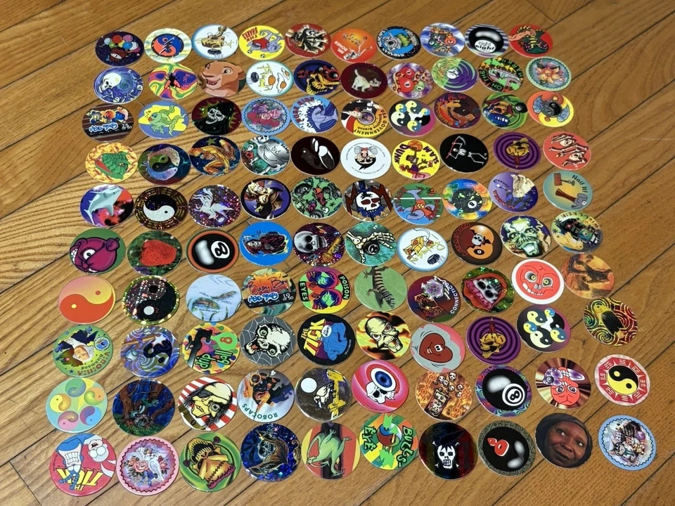 Lot of 200+ Pogs Milk Caps 4 Slammers Eight Ball Poison Sawtooth Mixed Lot 90’s - Image 2 of 4