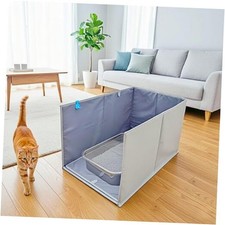 Extra Large Cat Litter Box Enclosure, Open Top High Sided 3-Walls Enclosure